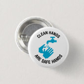 Saubere Hände sind sichere Hände (Hände waschen) Button (Vorne & Hinten)