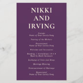 Saubere kühne Schriftart Lila Hochzeitsprogramm fü (Vorne)