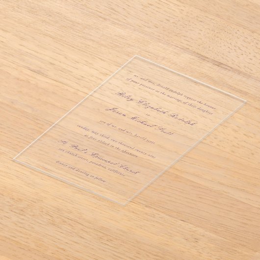 Saubere Lila Hochzeit Acryleinladungen (Ablage )
