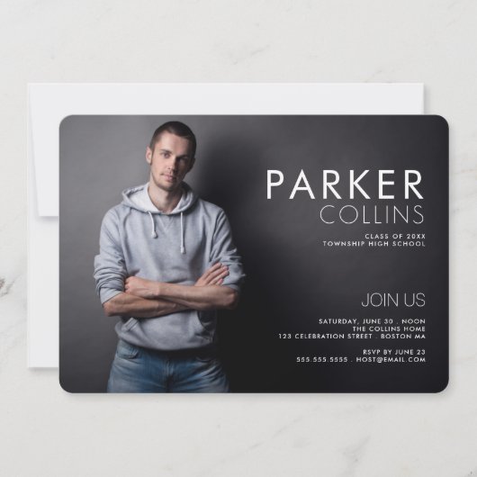 Saubere Linien Moderne Foto Graduation Party Einladung (Vorderseite)