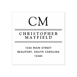 Saubere Linien Moderne Monogramm-Rücksendeadresse Gummistempel