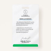 Saubere Linien und Klassen: Minimalistische grüne Ausweis (Rückseite)