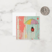 Saubere Linien und Kritter: Ladybug Raindrop Mitteilungskarte (Vorderseite/Rückseite Beispiel)