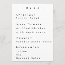 Saubere Menüvorlage Modern Einfache Rezeption