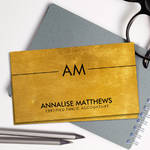 Saubere Minimal-Brushed-Gold-Monogram-Accountant Visitenkarte