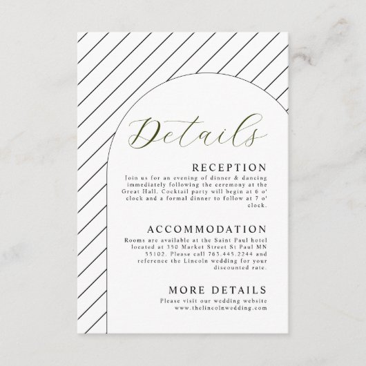 Saubere Minimal-Hochzeitsdetails-Abschlusskarte Begleitkarte (Vorderseite)