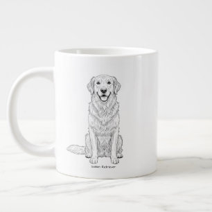 Saubere minimalistische Line Art eines Golden Retr Jumbo-Tasse