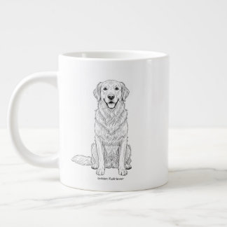 Saubere minimalistische Line Art eines Golden Retr Jumbo-Tasse