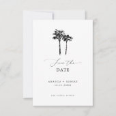 Saubere, Minimalistische Palmenbaumhochzeit Save The Date (Vorderseite)