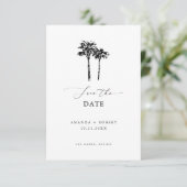 Saubere, Minimalistische Palmenbaumhochzeit Save The Date (Stehend Vorderseite)