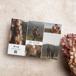 Saubere, moderne Fotos QR-Code Save the Date