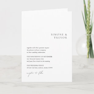 Saubere moderne Hochzeit in Schwarz-Weiß Einladung