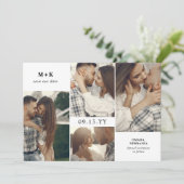 Saubere, moderne Initialen und 4 Fotos Save the Da Save The Date (Stehend Vorderseite)