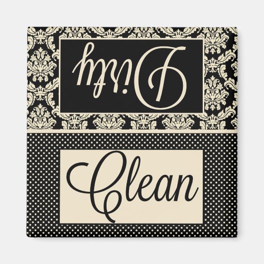 Saubere Mülltüten und Damast Geschirrspüler Magnet (Vorne)