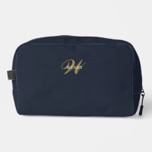 Saubere Navy Blau Gold Monogramm Accessoires