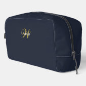Saubere Navy Blau Gold Monogramm Accessoires Waschbeutel (Rechte Ecke)