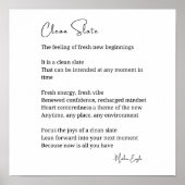 Saubere Neuanfang Inspiration Poem Wall Poster (Vorne)