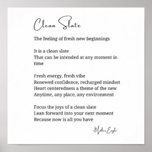 Saubere Neuanfang Inspiration Poem Wall Poster
