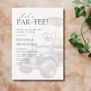 Saubere neutrale Golfcart für Par-Tee-Baby-Party Einladung