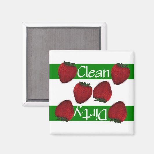 Saubere oder schmutzige Erdbeeren Geschirrspülmasc Magnet (Vorderseite/Rückseite)