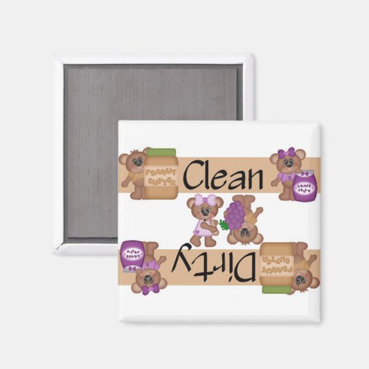 Saubere oder schmutzige Erdnussbutter und Geschirr Magnet (Vorderseite/Rückseite)