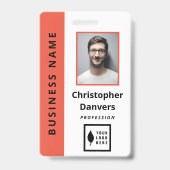 Saubere Orange Weiß hinzufügen Mitarbeiter des Log Ausweis (Vorderseite)