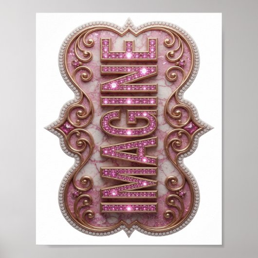 Saubere Pink IMAGINE Schrift Poster (Vorne)