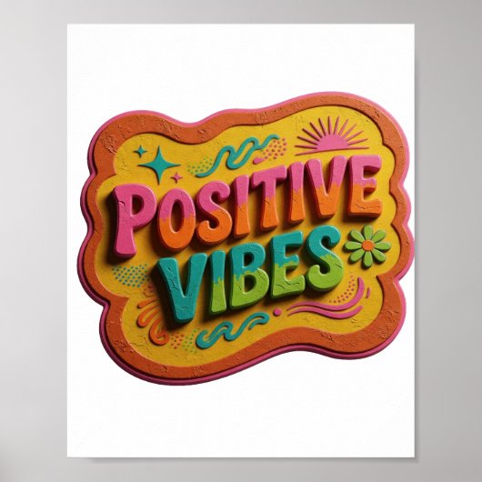 Saubere Pink POSITIVE VIBES Text Design Poster (Vorne)