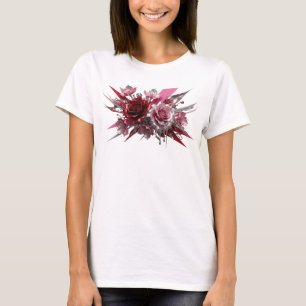 Saubere pinke rote und silberne Rosen Zitat-Shirt T-Shirt