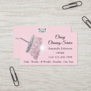 Saubere Reinigung Dienstmädchen Pink Silver QR COD Visitenkarte