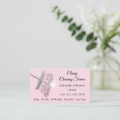 Saubere Reinigung Dienstmädchen Pink Silver QR COD Visitenkarte (Stehend Vorderseite)