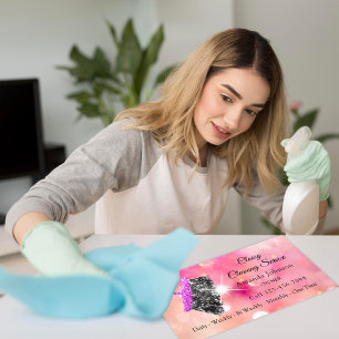 Saubere Reinigung Zimmermädchen Rose Pink Spark Visitenkarte
