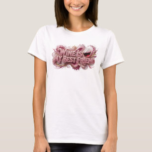 Saubere rosa WINE IS MY BEST FRIEND Shirt Design v