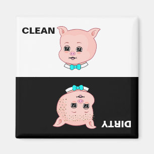 Saubere schmutzige Schwein Cartoon Magnet