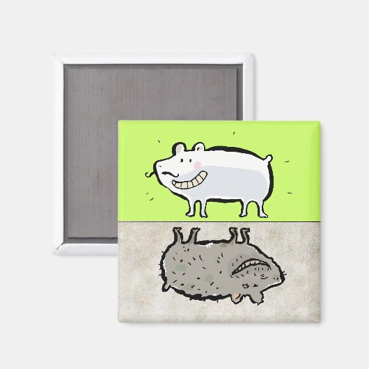 saubere / schmutzige Tiere (Geschirrspüler) Magnet (Vorderseite/Rückseite)