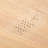 Saubere Schwarz-Weiß-Botanische Hochzeit Acryleinladungen (Ablage )