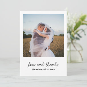 Saubere Schwarz-Weiß-Foto-Moderne Hochzeit Dankeskarte