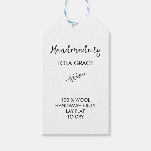 Saubere Schwarz-Weiß-Handschuhe von Geschenkanhänger (Vorderseite)