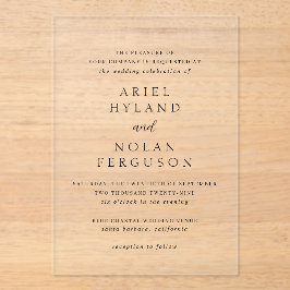 Saubere Schwarz-Weiß-Hochzeit Acryleinladungen