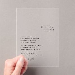 Saubere Schwarz-Weiß-Hochzeit Acryleinladungen