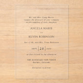 Saubere Schwarz-Weiß-Hochzeit Acryleinladungen (Vorderseite)