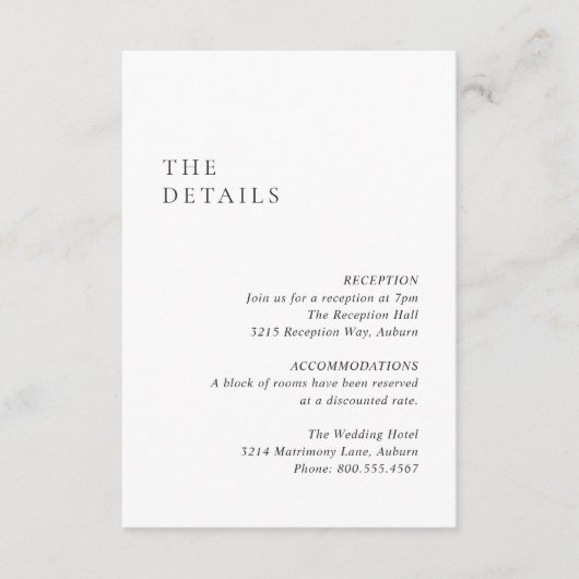 Saubere Schwarz-Weiß-Hochzeit Begleitkarte (Vorderseite)