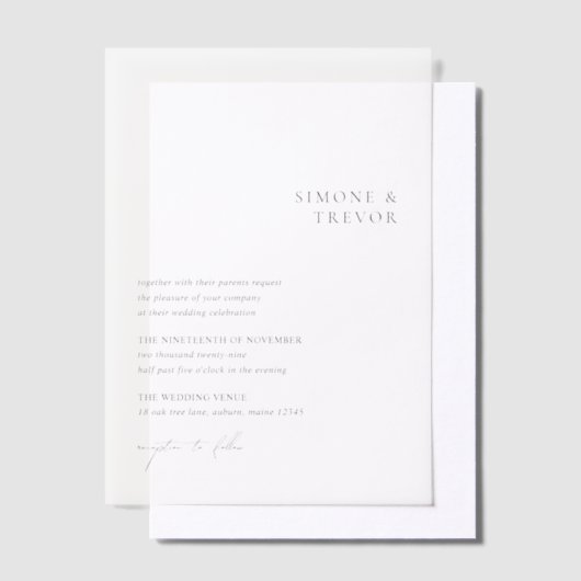 Saubere Schwarz-Weiß-Hochzeit Pergament Einladungen (Versetzt)