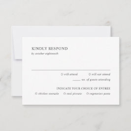 Saubere Schwarz-Weiß-Hochzeit RSVP Karte