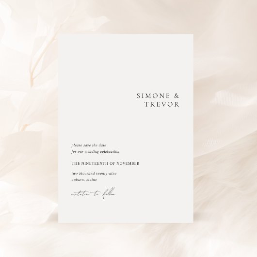 Saubere Schwarz-Weiß-Hochzeit Save The Date