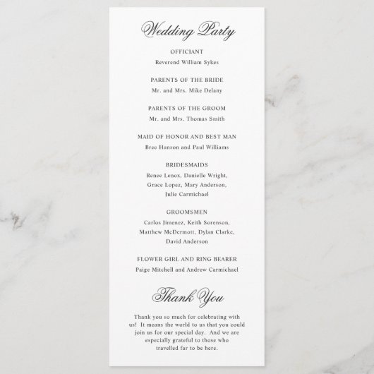 Saubere Schwarz-Weiß-Klassik Programm (Rückseite)