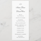 Saubere Schwarz-Weiß-Klassische Hochzeit Programm (Vorderseite)