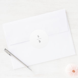 Saubere Schwarz-Weiß-Monogramm-Moderne-Hochzeit Runder Aufkleber