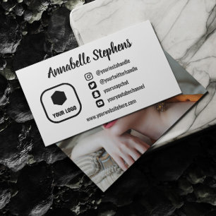 Saubere Schwarz-weiße Social Media-Icons Foto und Visitenkarte