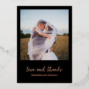 Saubere schwarze Foto-Moderne Hochzeit Dankeskarte Folieneinladung